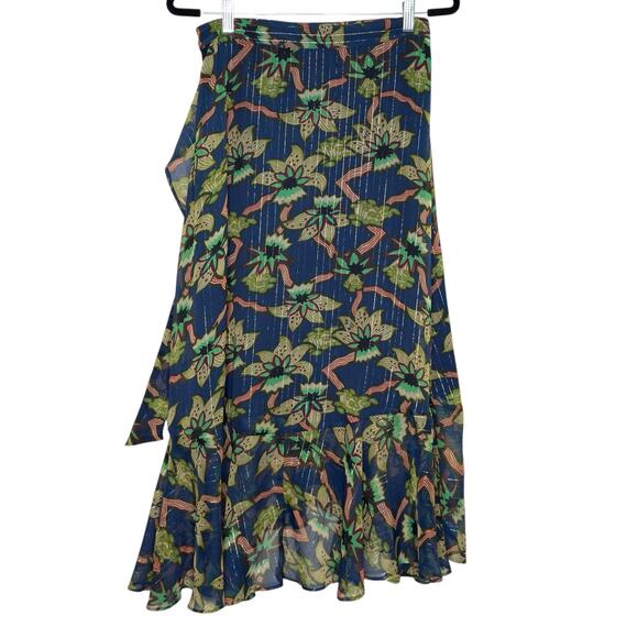 Scotch & Soda L Maison Scotch True Wrap Midi Skirt Floral Flowy Ruffle - Picture 2 of 9
